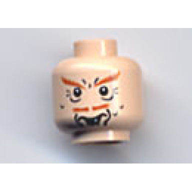 light nougat minifigure head male crows feet eyebrows moustache and rodent teeth pattern hp wormtail