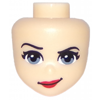 light nougat mini doll head friends with sand blue eyes red lips and smirk pattern