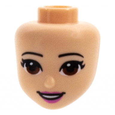 light nougat mini doll head friends with brown eyes dark pink lips and open mouth pattern