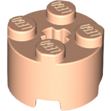 light nougat brick round 2 x 2 with axle hole
