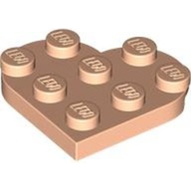 light nougat plate round 3 x 3 heart