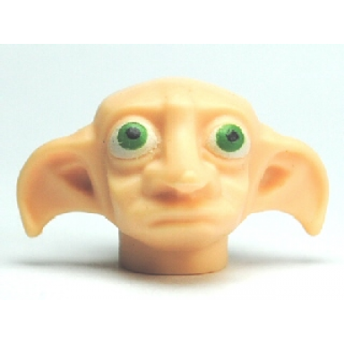 light nougat minifigure head modified dobby type 1 with green eyes pattern