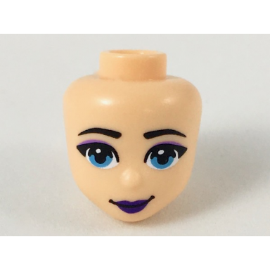 light nougat mini doll head friends with dark azure eyes dark purple lips pattern