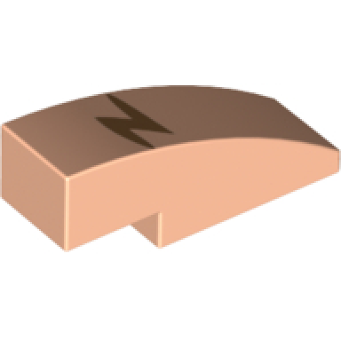 light nougat slope curved 3 x 1 with zigzag lightning bolt scar pattern harry potter forehead