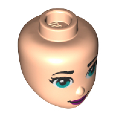 light nougat mini doll head friends with green eyes magenta lips and closed mouth pattern