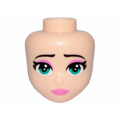 light nougat mini doll head friends with turquoise eyes pink lips and eyelids closed mouth pattern susan