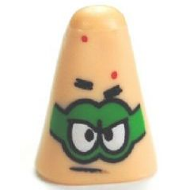 light nougat minifigure head modified patrick with bright green mask pattern