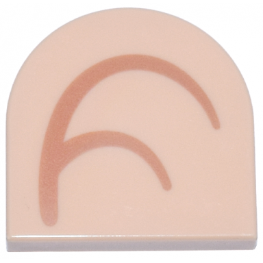light nougat tile round 2 x 2 half circle extended with medium nougat curved lines pattern model left side super mario inner ear