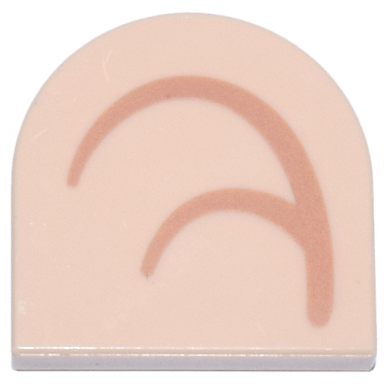 light nougat tile round 2 x 2 half circle extended with medium nougat curved lines pattern model right side super mario inner ear