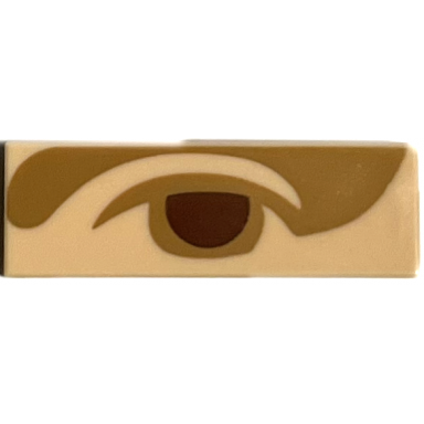 light nougat tile 1 x 3 with reddish brown left eye with medium nougat eyelid and shadow pattern mona lisa