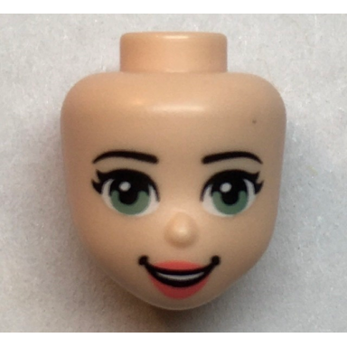 light nougat mini doll head friends with sand green eyes coral lips and open mouth pattern