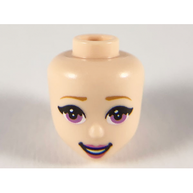 light nougat mini doll head friends with medium lavender eyes dark pink lips and open mouth pattern