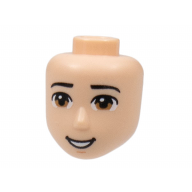 light nougat mini doll head friends male large with black eyebrows medium nougat eyes smile with teeth pattern