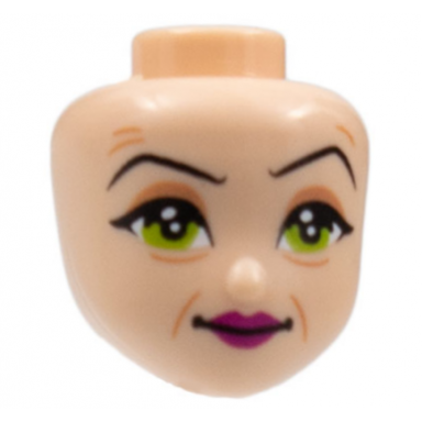 light nougat mini doll head friends with black eyebrows lime eyes magenta lips medium nougat wrinkles pattern