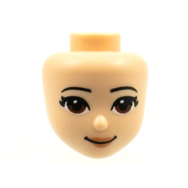 light nougat mini doll head friends with reddish brown eyes medium nougat lips and closed mouth pattern