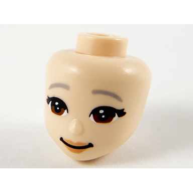 light nougat mini doll head friends with dark bluish gray eyebrow reddish brown eyes and peach lips pattern