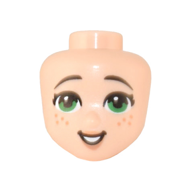 light nougat mini doll head friends with green eyes freckles medium nougat lips and open mouth pattern