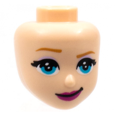 light nougat mini doll head friends with medium nougat eyebrows medium azure eyes and magenta lips with smirk pattern