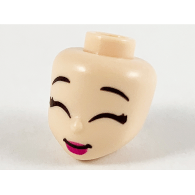 light nougat mini doll head friends with black eyebrows closed eyes and magenta lips pattern