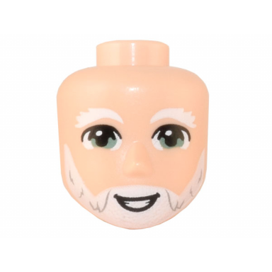 light nougat mini doll head friends male large with white eyebrows and beard sand green eyes smile with teeth pattern