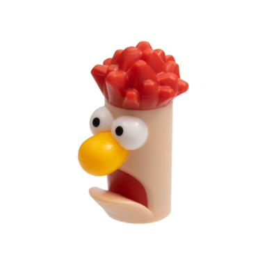 light nougat minifigure head modified muppet beaker red hair and mouth bright light orange nose pattern