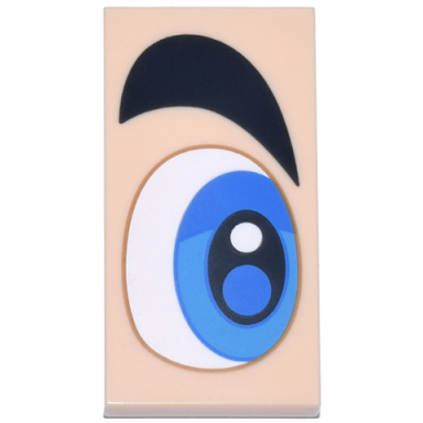 light nougat tile 2 x 4 with white blue and dark azure eye and thick black eyebrow pattern model right side super mario eye