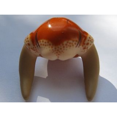 light nougat minifigure headgear head top with dark tan sw iktotchi horns dark orange saesee tiin pattern