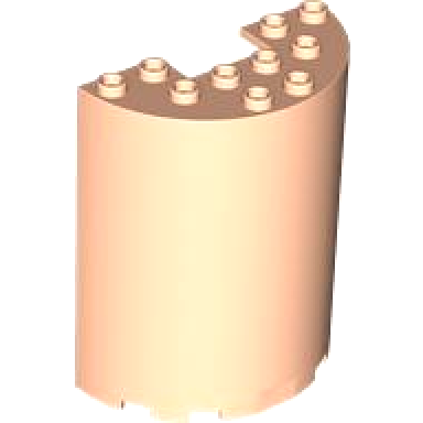 light nougat cylinder half 3 x 6 x 6 with 1 x 2 cutout