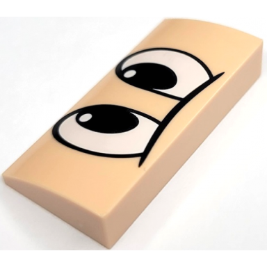 light nougat slope curved 2 x 4 x 2 3 with bottom tubes with large white eyes with black pupils pattern mickey mouse