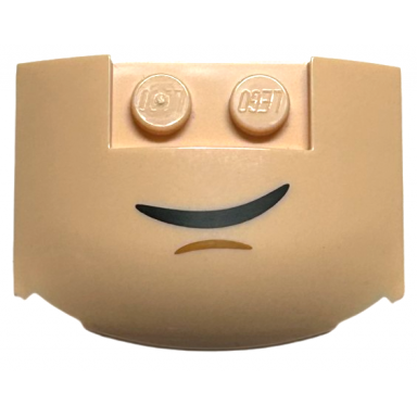light nougat wedge 3 x 4 x 2 3 triple curved with black lopsided grin and medium nougat chin dimple pattern hp dobby mouth