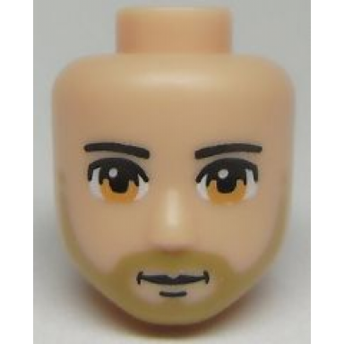 light nougat mini doll head friends male large with light brown eyes light brown beard and closed mouth pattern
