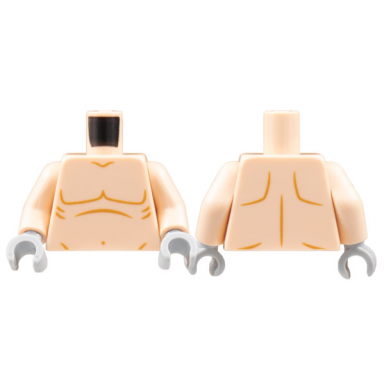 light nougat torso bare chest dark orange muscles and stomach outline pattern light nougat arms light bluish gray hands