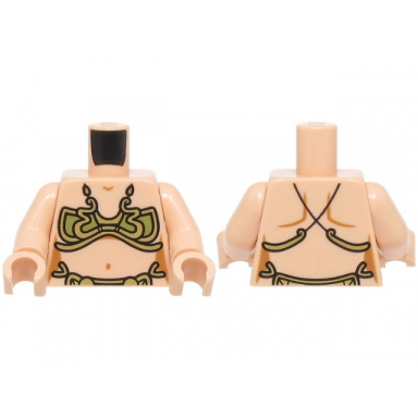 light nougat torso female gold and olive green bra and loincloth shoulder contours and black straps on back pattern light nougat arms light nougat hands