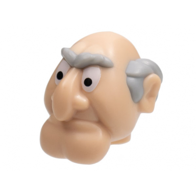 light nougat minifigure head modified muppet statler with light bluish gray hair and eyebrows pattern