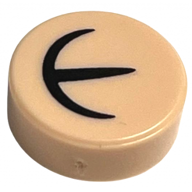 light nougat tile round 1 x 1 with black curved and straight lines pattern hp extendable ear