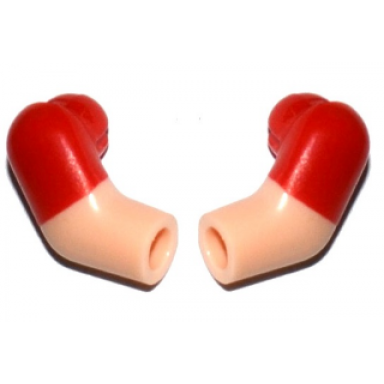 light nougat arm matching left and right pair with molded red short sleeves pattern