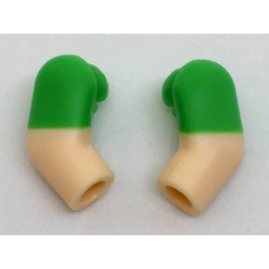 light nougat arm matching left and right pair with molded bright green short sleeves pattern
