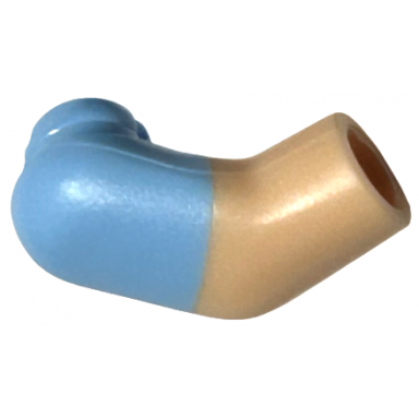 light nougat arm right with molded bright light blue short sleeve pattern