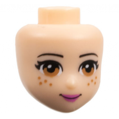 light nougat mini doll head friends with medium nougat eyes and freckles dark pink lips and closed mouth pattern
