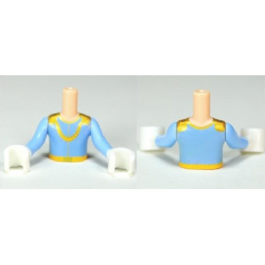 light nougat torso mini doll boy bright light blue top gold necklace pattern light nougat arms with hands with bright light blue sleeves and white gloves