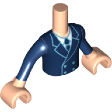 light nougat torso mini doll boy dark blue jacket with tie over white shirt pattern light nougat arms with hands with dark blue sleeves