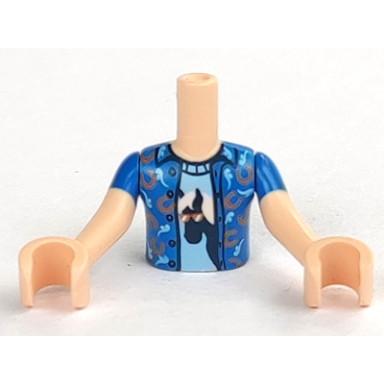 torso mini doll boy blue shirt with horseshoes bright light blue undershirt with horse pattern light nougat arms with hands with blue sleeves