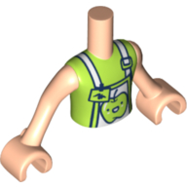 light nougat torso mini doll boy lime top with white apron and lime name tag and apple pattern light nougat arms with hands