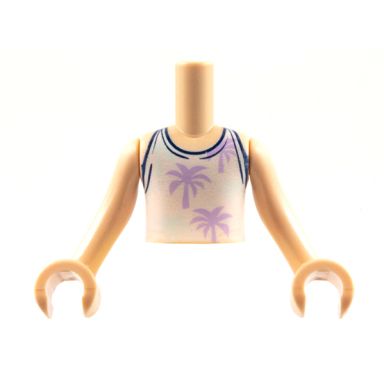 torso mini doll boy white top with palm trees pattern light nougat arms with hands