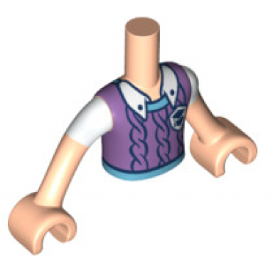 torso mini doll boy medium lavender vest with medium azure trim over white shirt pattern light nougat arms with hands with white short sleeves