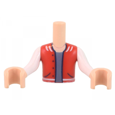 torso mini doll boy red vest with pockets sand blue undershirt pattern light nougat arms with hands with white long sleeves