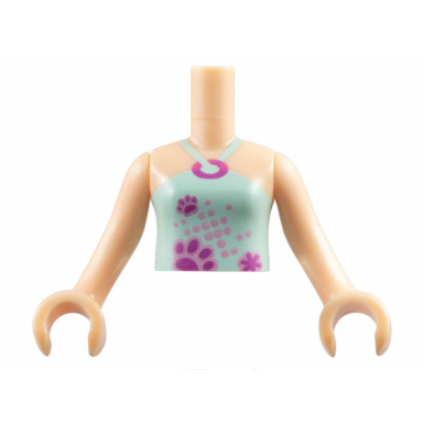 light nougat torso mini doll girl light aqua halter neck top with paw prints pattern light nougat arms with hands