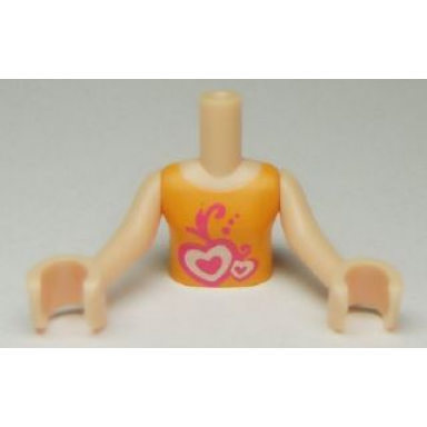 light nougat torso mini doll girl orange vest top with hearts pattern light nougat arms with hands