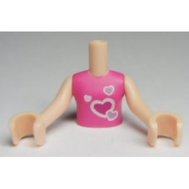 light nougat torso mini doll girl dark pink vest top with hearts pattern light nougat arms with hands