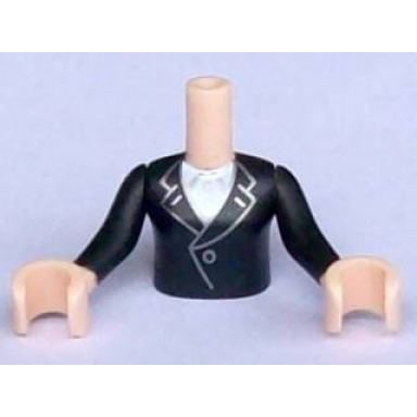 light nougat torso mini doll girl black jacket with white blouse pattern light nougat arms with hands with black sleeves